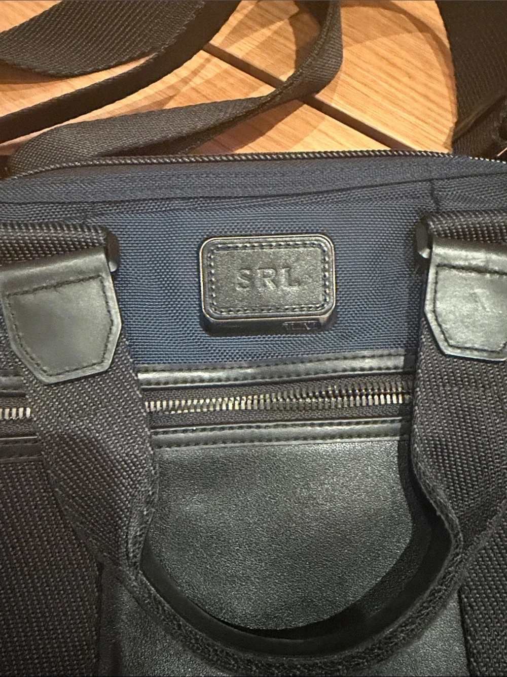 Navy Tumi Crossbody Briefcase - Durable Travel & Work Bag